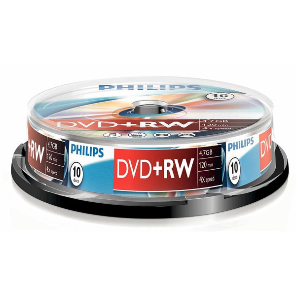 Philips DVD+RW rewritable 10 stuks in cakebox 098015 - 1