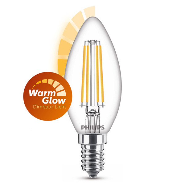 Philips E14 filament ledlamp kaars WarmGlow dimbaar 2.5W (25W) 929003011901 LPH02557 - 1