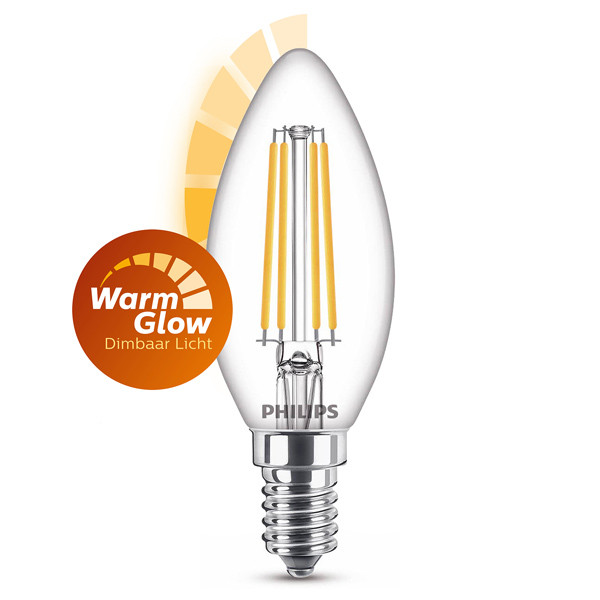 Philips E14 filament ledlamp kaars WarmGlow dimbaar 3.4W (40W) 929003012201 LPH02559 - 1