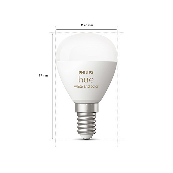 Philips Hue E14 smartlamp kogel P45 wit en RGB instelbaar zigbee LPH03365 - 2