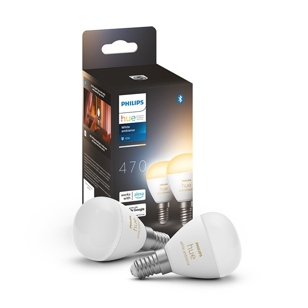 Philips Hue E14 smartlamp kogel P45 wit instelbaar zigbee 2 stuks LPH03366 - 1