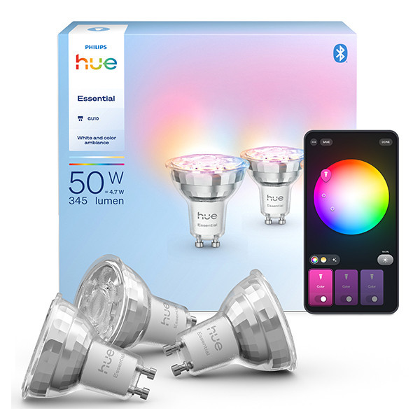 Philips Hue Essential GU10 smartlamp wit en RGB instelbaar zigbee 3 stuks LPH04292 - 1