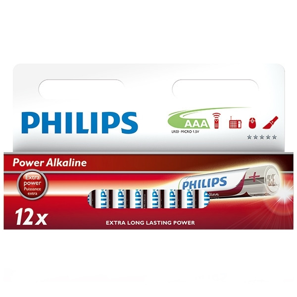 Philips Power Alkaline LR03 Micro AAA batterij 12 stuks LR03P12W/10 098303 - 1