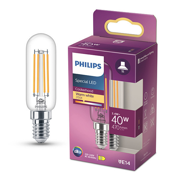 Philips ledlamp E14 | buis T25 | filament | helder | 2700K | 3.4W (40W) LPH04186 - 1