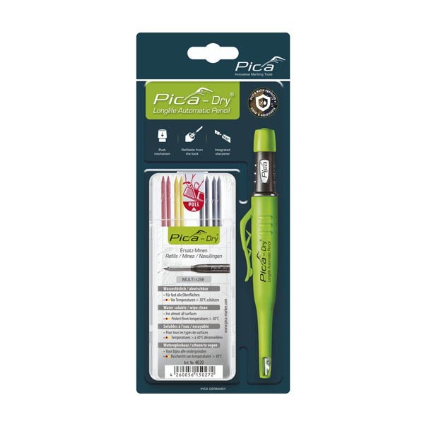 Pica 30402 Dry markeerpotlood set met basis navulling (9 stuks) 330252 - 1
