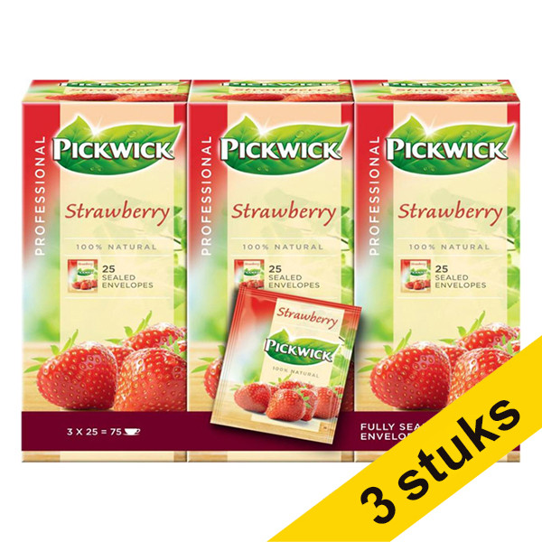 Pickwick Aanbieding: 3x Pickwick Professional Aardbei thee (3 x 25 stuks)  404320 - 1