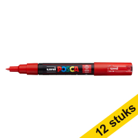 Aanbieding: 12x POSCA PC-1MC acrylmarker rood (0,7 - 1 mm kegelpunt)