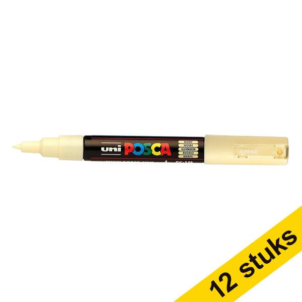 Aanbieding: 12x POSCA PC-1MC verfmarker ivoor (0,7 - 1 mm kegelpunt) 424292 - 1