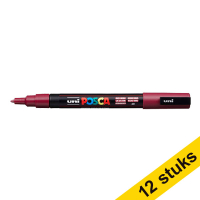 Aanbieding: 12x POSCA PC-3M acrylmarker wijnrood (0,9 - 1,3 mm rond)