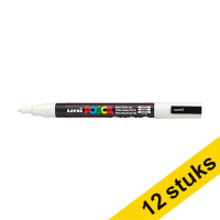 Aanbieding: 12x POSCA PC-3M acrylmarker wit (0,9 - 1,3 mm rond)