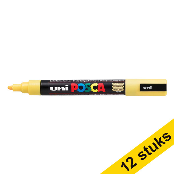 Aanbieding: 12x POSCA PC-5M verfmarker strogeel (1,8 - 2,5 mm rond) 424372 - 1