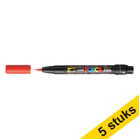 Aanbieding: 5x POSCA brush PCF-350 acrylmarker rood (1 mm penseel)