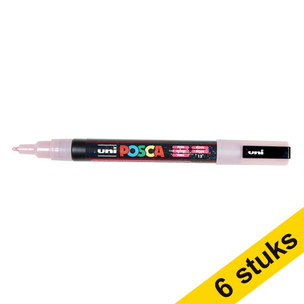 Aanbieding: 6x POSCA PC-3ML acrylmarker glitter roze (0,9 - 1,3 mm rond) 424353 - 1