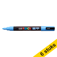 Aanbieding: 6x POSCA PC-3M acrylmarker hemelsblauw (0,9 - 1,3 mm rond)