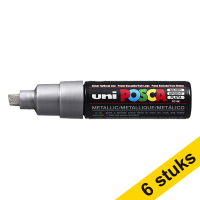 Aanbieding: 6x POSCA PC-8K verfmarker leisteengrijs (8 mm schuin)