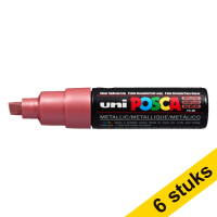 Aanbieding: 6x POSCA PC-8K verfmarker metallic rood (8 mm schuin)