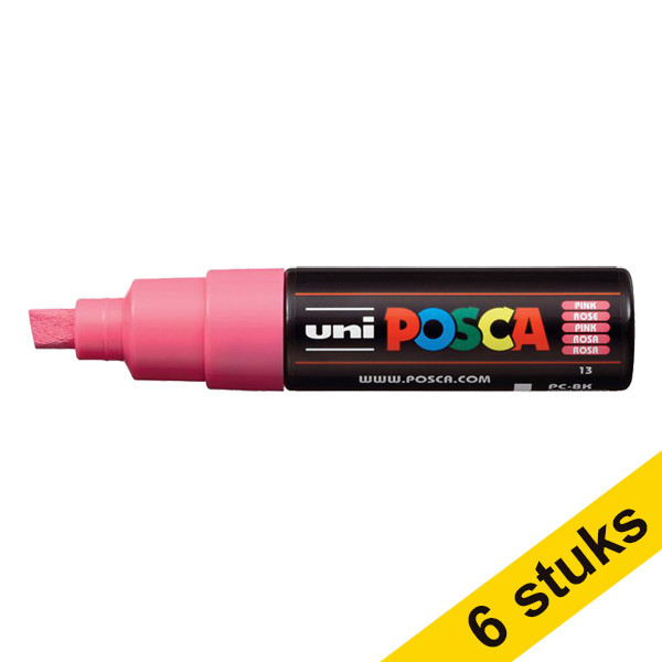 Aanbieding: 6x POSCA PC-8K verfmarker roze (8 mm schuin) 424434 - 1