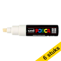 Aanbieding: 6x POSCA PC-8K verfmarker wit (8 mm schuin)