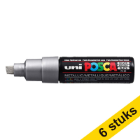 Aanbieding: 6x POSCA PC-8K verfmarker zilverkleurig (8 mm schuin)