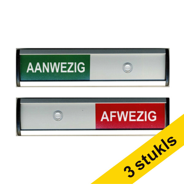 Aanbieding: 3x Posta Picto schuifbord aanwezig/afwezig (12,5 x 3 cm) 400651 - 1