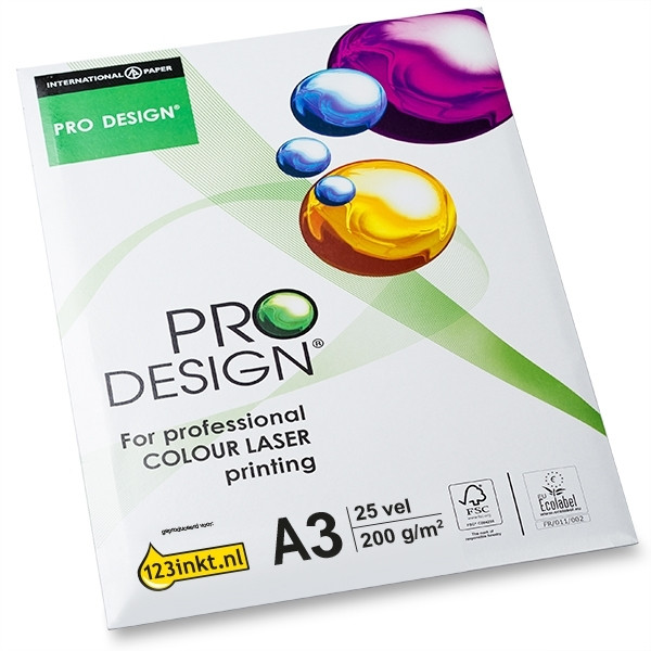 g/m² Standaard kopieerpapier en etiketten Pro-Design papier 1 pak van 25 vellen A3 - 200 g/m² pro-design papier 200 pro-design papier pro-design papier 1 pak van 25 123inkt.be