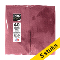 Aanbieding: 5x ProNappe papieren servetten 2-laags 1/8 gevouwen bordeaux 38 x 38 cm (40 stuks)