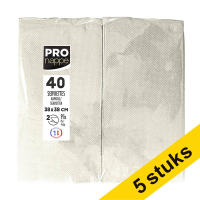 Aanbieding: 5x ProNappe papieren servetten 2-laags 1/8 gevouwen ivoor 38 x 38 cm (40 stuks)