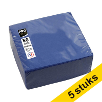 Aanbieding: 5x ProNappe papieren servetten 2-laags marineblauw 20 x 20 cm (50 stuks)