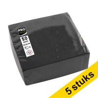Aanbieding: 5x ProNappe papieren servetten 2-laags zwart 20 x 20 cm (50 stuks)