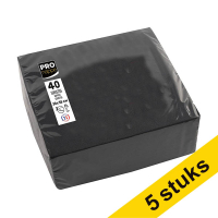Aanbieding: 5x ProNappe papieren servetten 2-laags zwart 38 x 38 cm (40 stuks)