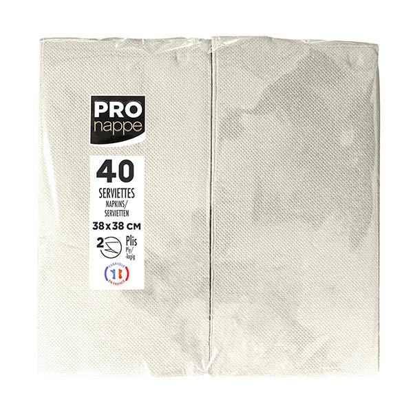 ProNappe papieren servetten 2-laags 1/8 gevouwen ivoor 38 x 38 cm (40 stuks) 404816 - 1