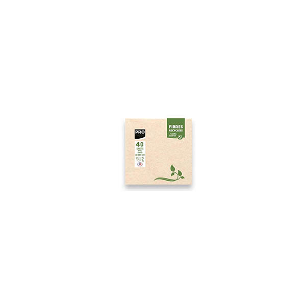 ProNappe papieren servetten 2-laags bruin gerecycleerd 38 x 38 cm (40 stuks) 404810 - 1