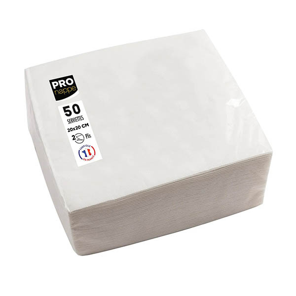 ProNappe papieren servetten 2-laags wit 20 x 20 cm (50 stuks) 404790 - 1