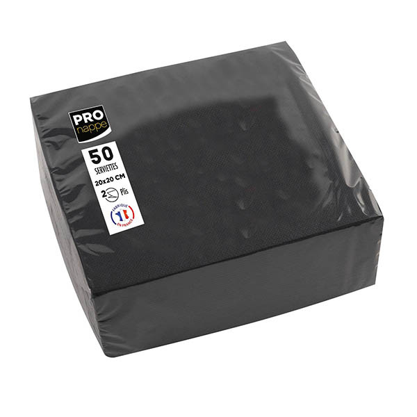ProNappe papieren servetten 2-laags zwart 20 x 20 cm (50 stuks) 404800 - 1