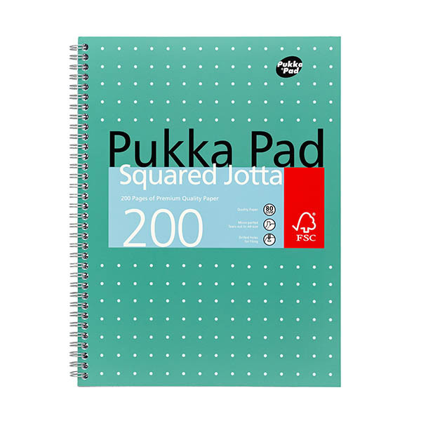 Pukka Pads Jotta Metallic Squared notitieboek A4 geruit 80 grams met spiraal 100 vel 200443 Pukka Pads Jotta Metallic Squared notitieboek A4 geruit 80 grams met spiraal 100 vel 200443 - 1