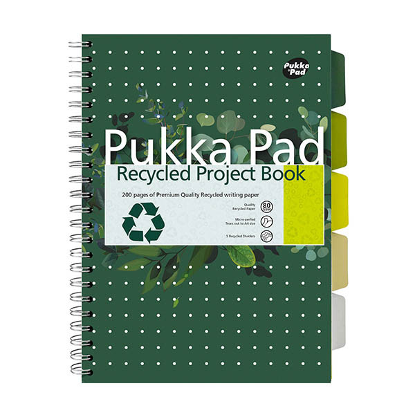 Pukka Pads Recycled Projectboek spiraalschrift A4 gelijnd 80 g/m² 100 vellen 200455 Pukka Pads Recycled Projectboek spiraalschrift A4 gelijnd 80 g/m² 100 vellen 200455 - 1