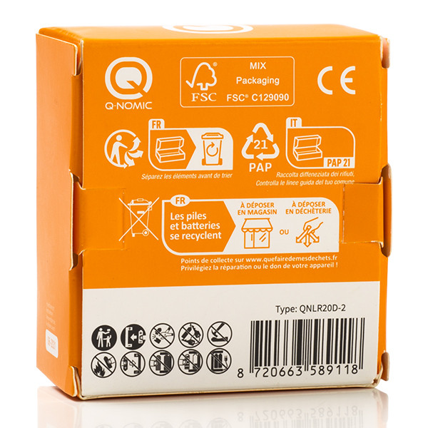 Q-Nomic Alkaline 1,5V D batterij 2 stuks AQN00017 - 5