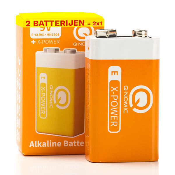 Q-Nomic Power 9V / 6LR61 / E-blok alkalinebatteij (2 stuks) AQN00042 - 1