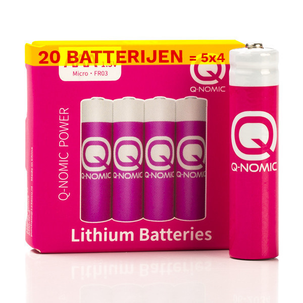 Q-Nomic Power AAA / FR03 lithiumbatterij 20 stuks AQN00087 - 1