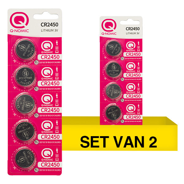 Q-Nomic Power CR2450 3V Lithium knoopcelbatterij 10 stuks AQN00061 - 1