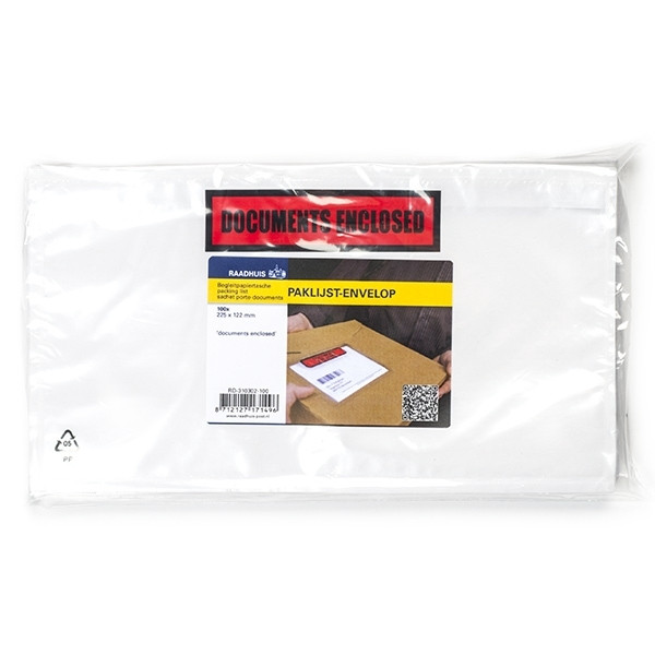 Raadhuis paklijst envelop documents enclosed 225 x 122 mm - DL zelfklevend (100 stuks) RD-310302-100 209344 - 1