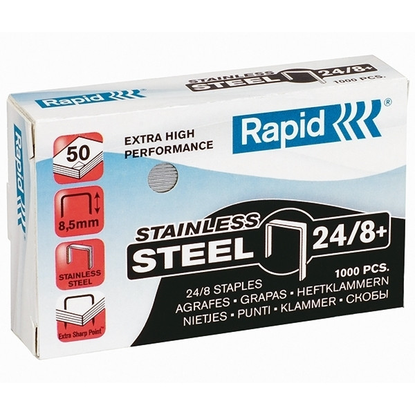 Rapid 24/8+ superstrong nietjes roestvrij staal (1000 stuks) 24858300 202022 - 1