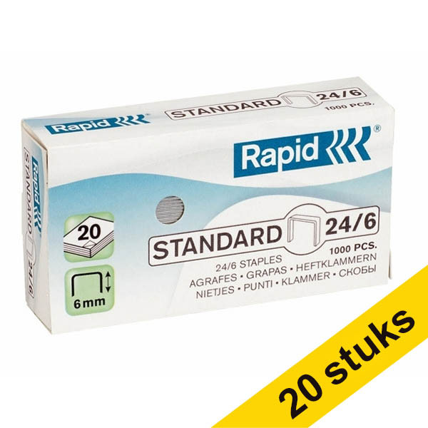 Aanbieding: 20x Rapid 24/6 standaard nietjes gegalvaniseerd (1000 stuks) 200065 - 1