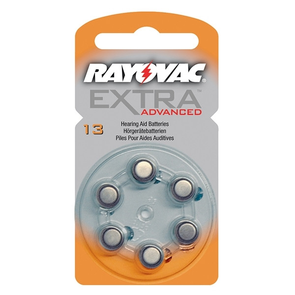 Rayovac extra advanced 13 gehoorapparaat batterij 6 stuks (oranje) PR48 204801 - 1