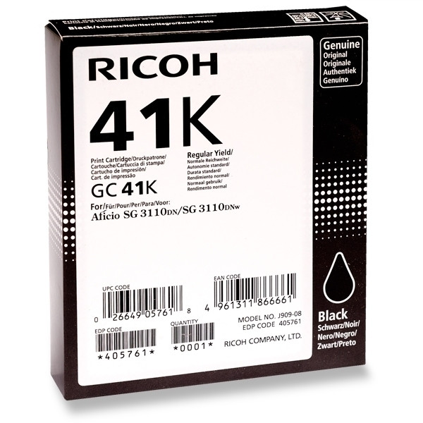 Ricoh GC-41K gelcartridge zwart hoge capaciteit (origineel) 405761 073790 - 1
