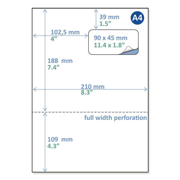 Rillstab pakbonlabel / retourlabel A4 90 x 45 mm (500 vellen) 88873 068135 - 1