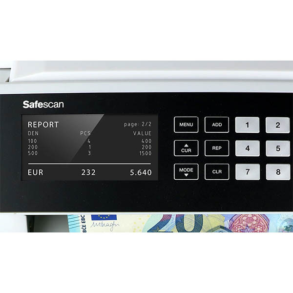 Safescan biljettelmachine 2465-S met zevenvoudige detectie en waardetelling 219122 - 8