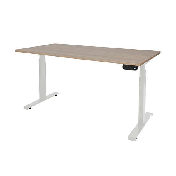 Schaffenburg Dextro Plus zit-sta bureau wit onderstel kersen licht blad 160 x 80 cm DEXP-168-HAVW-M25 415057 - 1