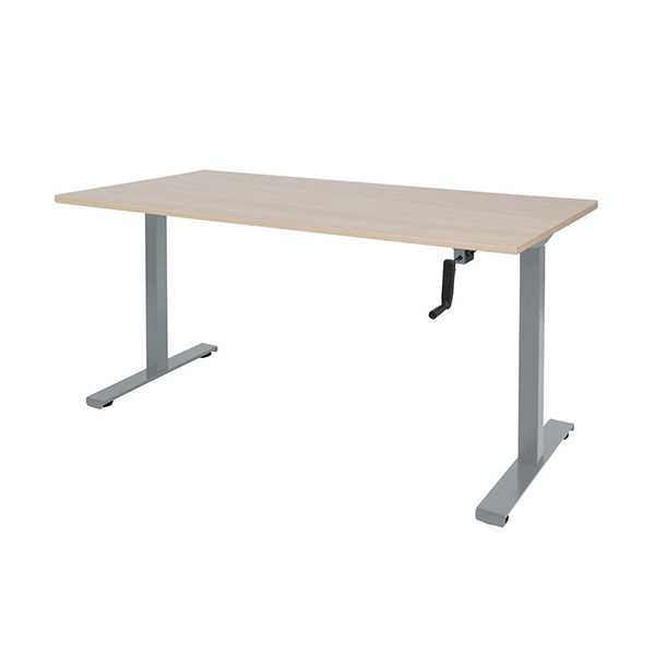 Schaffenburg Dextro Slinger zit-sta bureau aluminium onderstel lindberg eiken blad 140 x 80 cm DEX-148-HVS-LERA-M25 415257 - 1