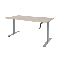 Schaffenburg Dextro Slinger zit-sta bureau aluminium onderstel lindberg eiken blad 140 x 80 cm DEX-148-HVS-LERA-M25 415257